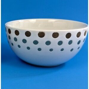 Rachael Ray Rustic Mid-Century Modern Casual Stoneware Bowl Circles & Dots